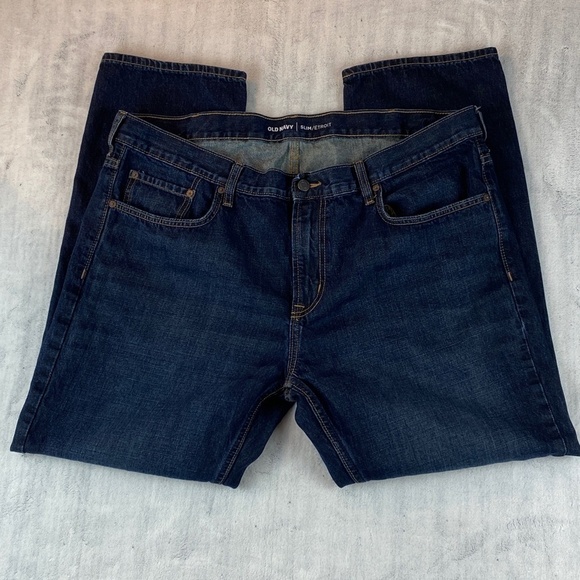 Old Navy Slim Dark Wash Straight Leg Jeans Men's Sz 42X30 - Picture 1 of 6